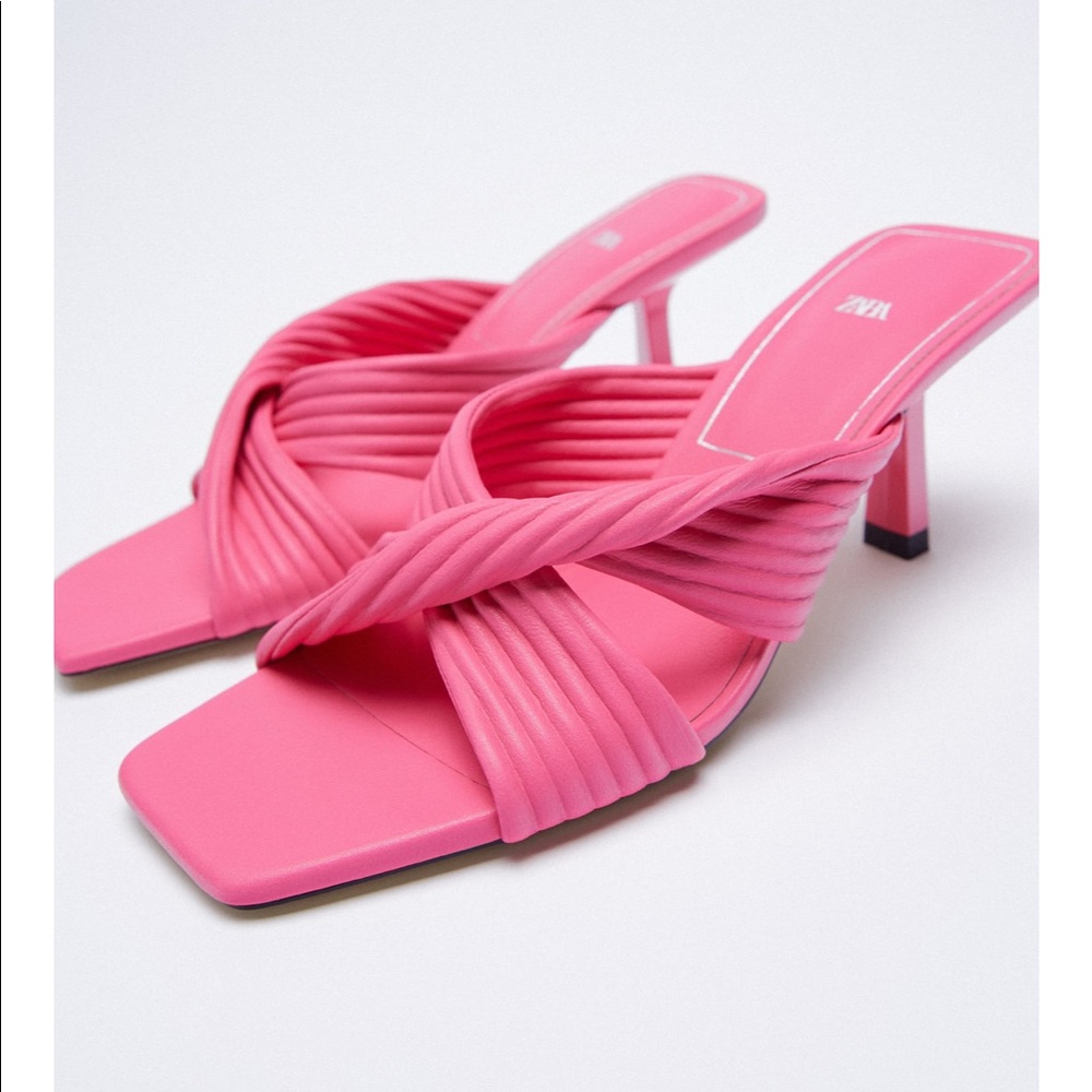 Zara pleated strap heeled sandals